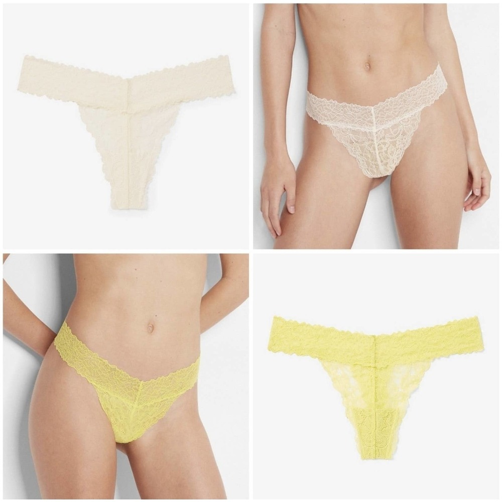 LACE THONG XL Express (NEW WITH TAGS) White & Yellow Bundle